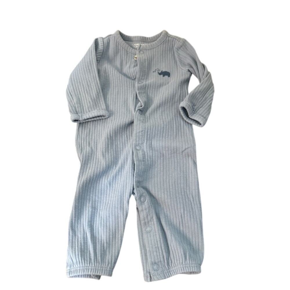 Carter’s Blue Textured Rhino Footed Pajamas One Piece Boy 3M